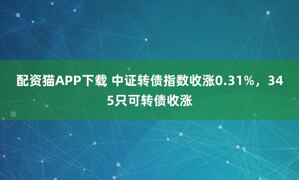 配资猫APP下载 中证转债指数收涨0.31%，345只可转债收涨
