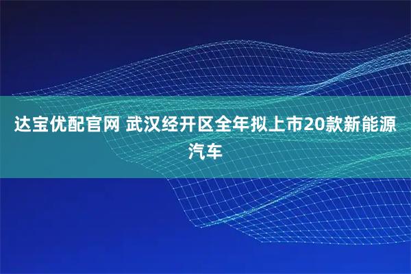 达宝优配官网 武汉经开区全年拟上市20款新能源汽车